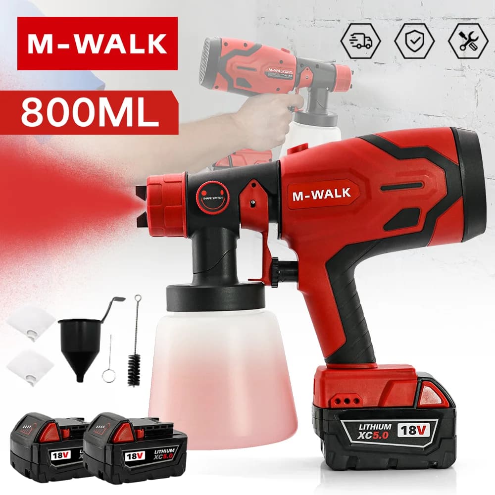 Pistola a Spruzzo Elettrica Professionale Ricaricabile Senza Fili per Uso Domestico e Automobilistico, Compatibile con Batteria M 18V