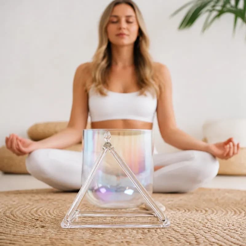 STAR LIN KUP 10 Inch Clear Quartz Crystal Singing Pyramid for Sound Healing Meditation Chakra Balancing Energy Increase with