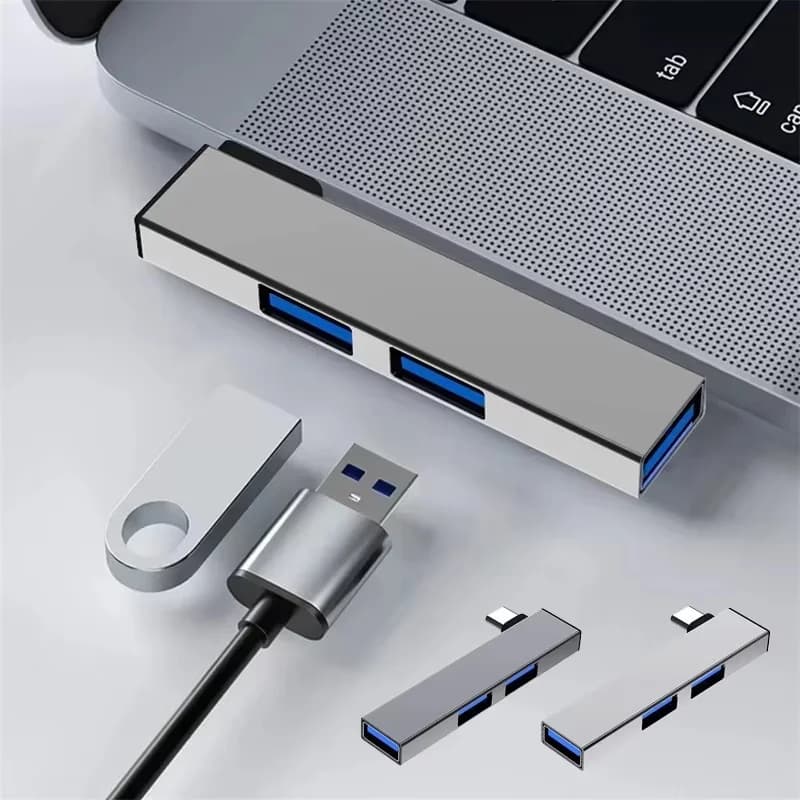 Adattatore HUB 3 in 1 di tipo C, splitter USB a 3 porte, adattatore OTG, prolunga USB, da USB tipo C a 3 porte USB, per accessori per computer PC