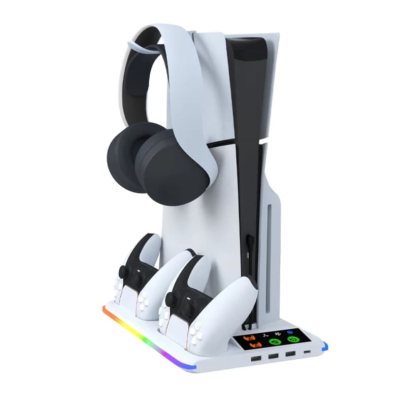 Ventola di Raffreddamento per Console Sony PS5 Playstation Play Station PS 5 Pro Slim, Supporto con Base di Ricarica e Accessori per Giochi