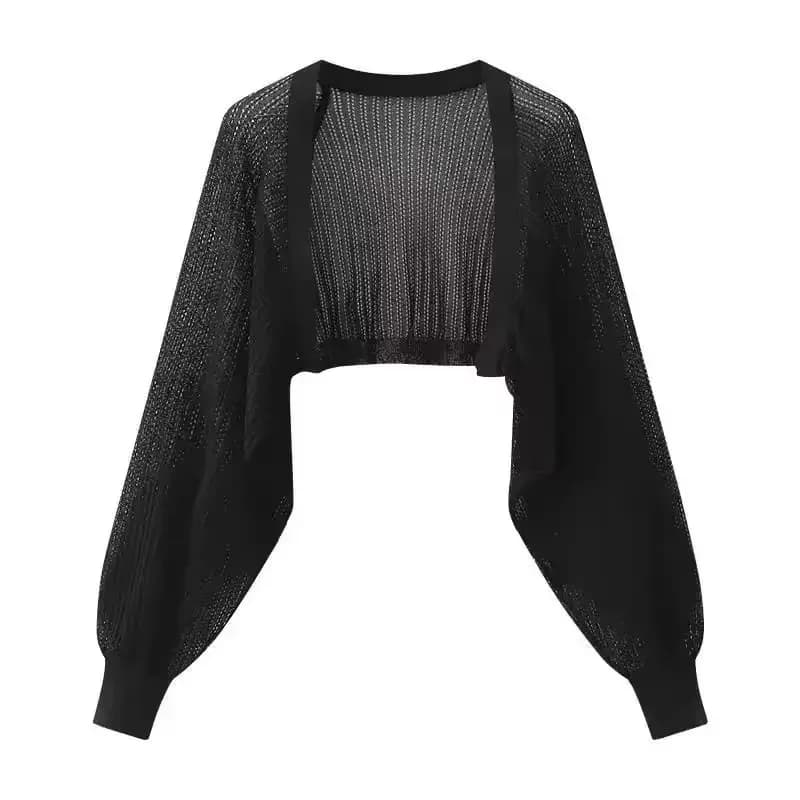 Cardigan lavorato a maglia a maniche lunghe traforato da donna, giacca estiva sottile, gilet, vestito, scialle da indossare sopra una camicia