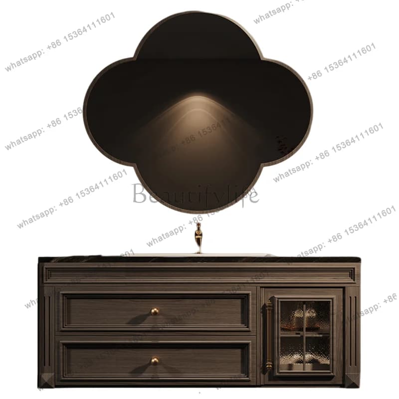 Mobili da Bagno Vintage con Lavabo, Specchio e Armadietti per Toilette