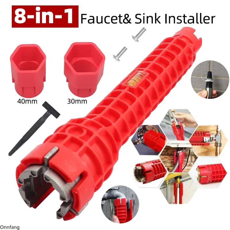 Chiave scanalata 8 In 1 utensili per la riparazione del lavello da cucina antiscivolo chiave per l'assemblaggio del rubinetto del bagno chiave per l'installazione dell'impianto idraulico