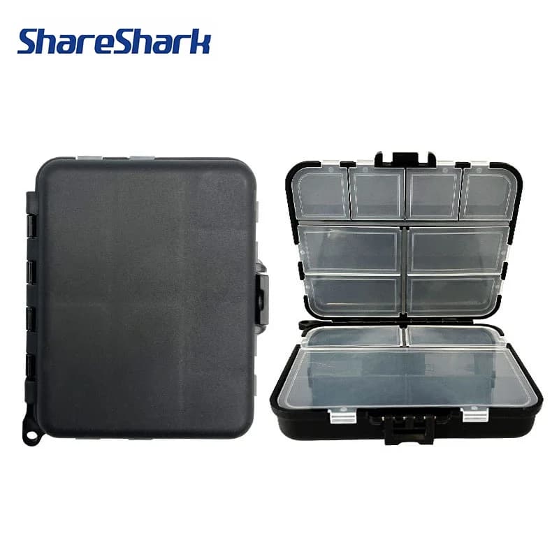 ShareShark, Double Sided Portable Organizer for baits and hooks, Mini Multifunction box for fishing