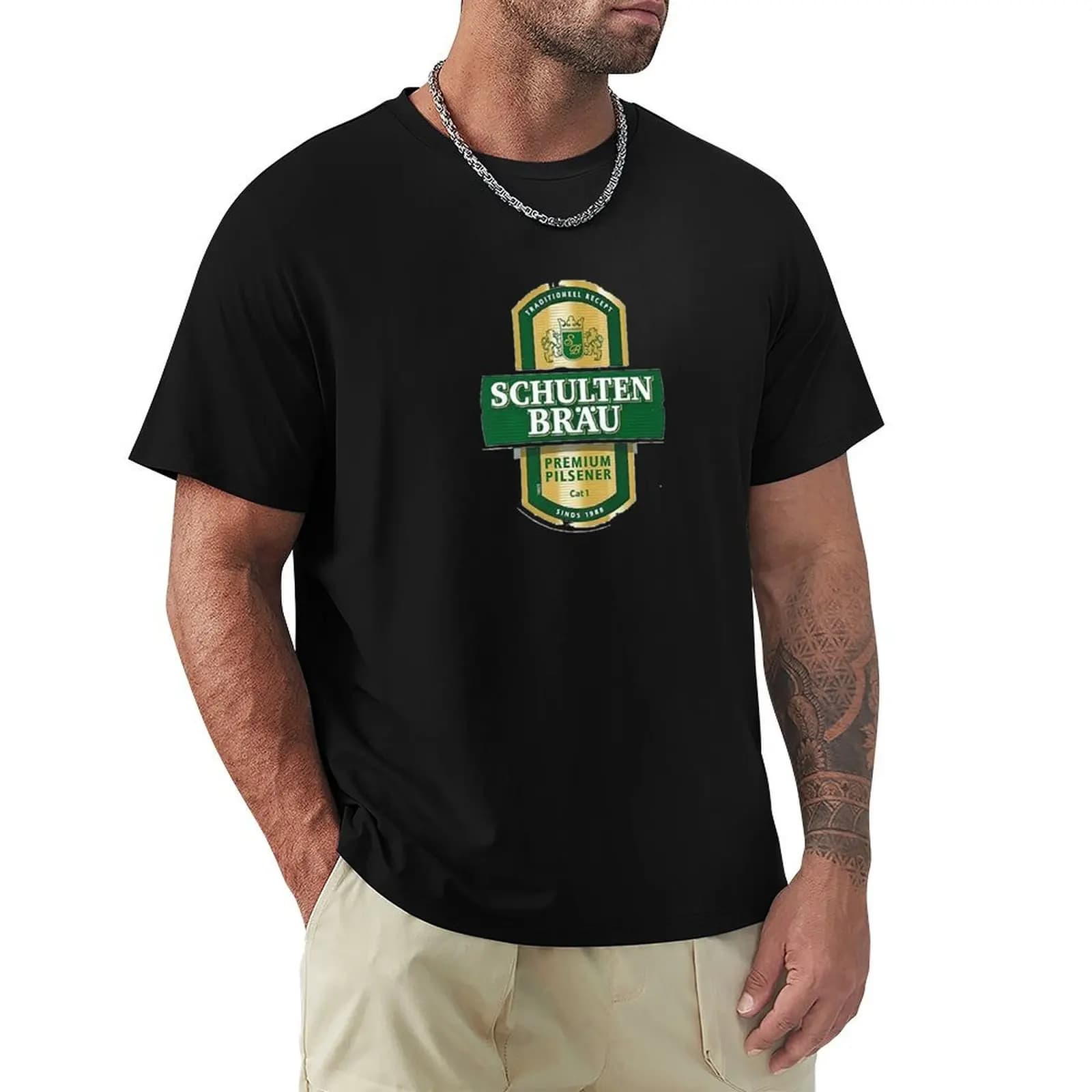Schultenbrau beer logo T-Shirt Summer Print Short Sleeve Tee