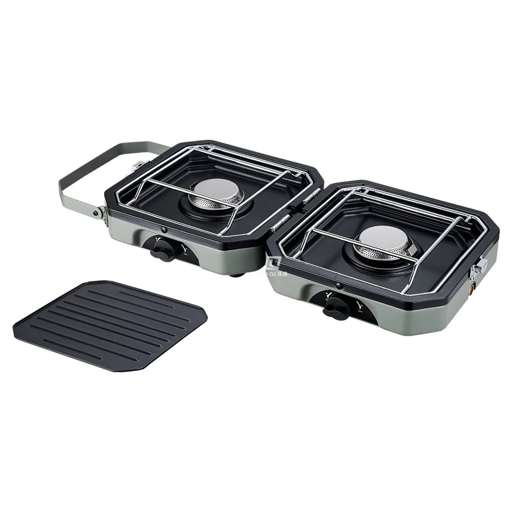 Portable Butane Gas Stove for Outdoor Barbecue Cast Iron Kitchen Accessories 2 Fires Portable Camping Gas Stove