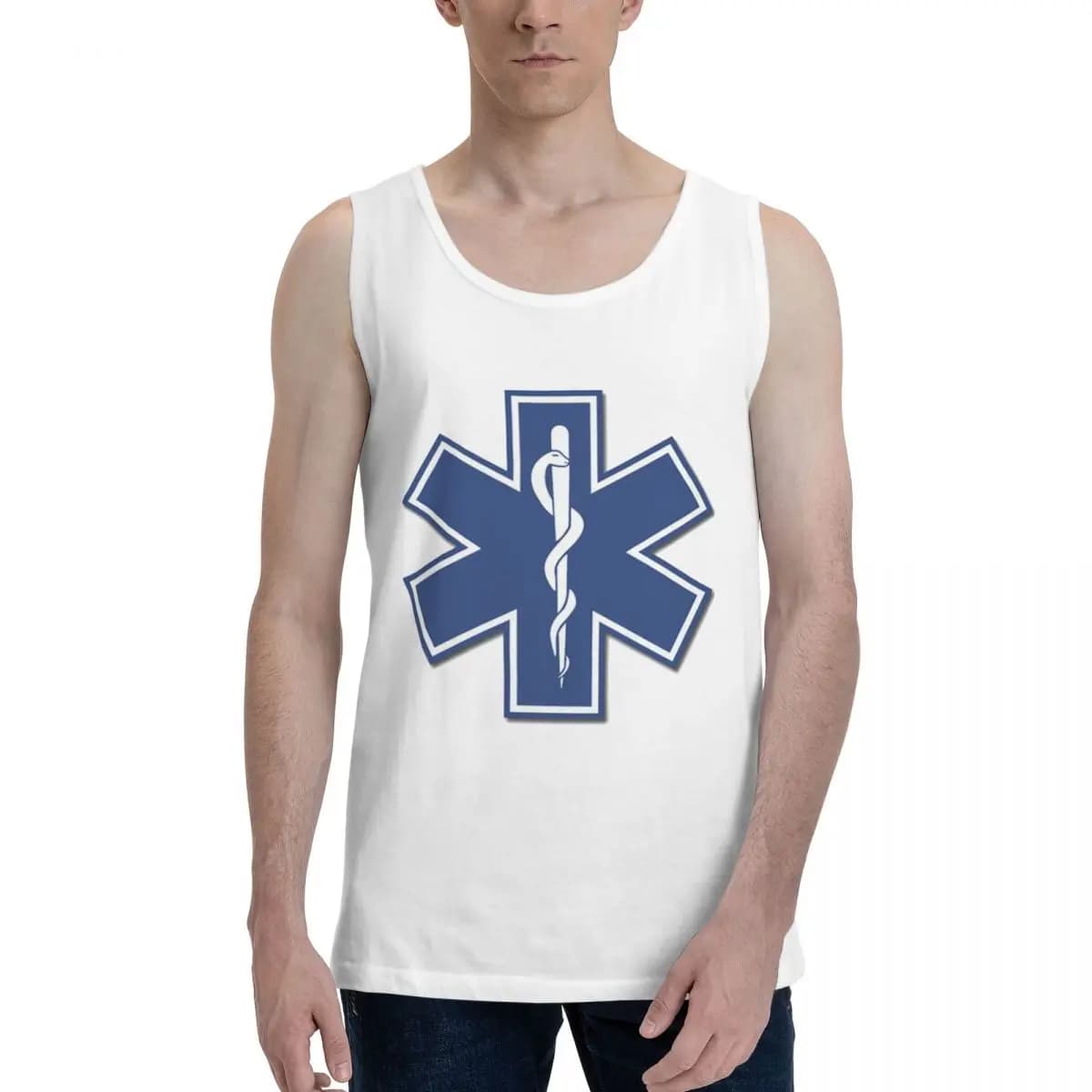 EMT Star Of Life Emergency Medical Felpa da uomo in cotone 100% Abbigliamento senza maniche Magliette da uomo T-shirt