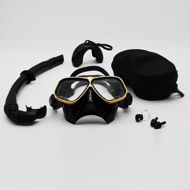 Professional mask for low volume wet apnea, aluminum alloy frame, tempered glass diving glasses, underwater equipment, swimming