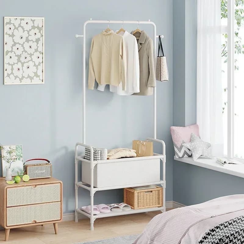 Ground coat rack for interiors, thickened anti-dust cabinet for house and small apartments, shelves