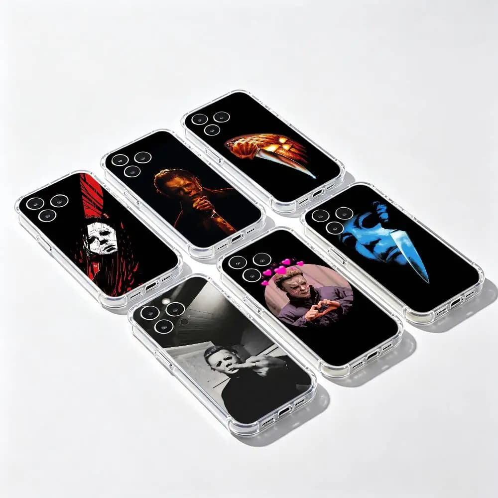 Halloween Michael Myers Phone Case Transparent IMD For IPhone 17 16 15 14 13 12 11 PRO MAX PLUS Mini Soft Cover