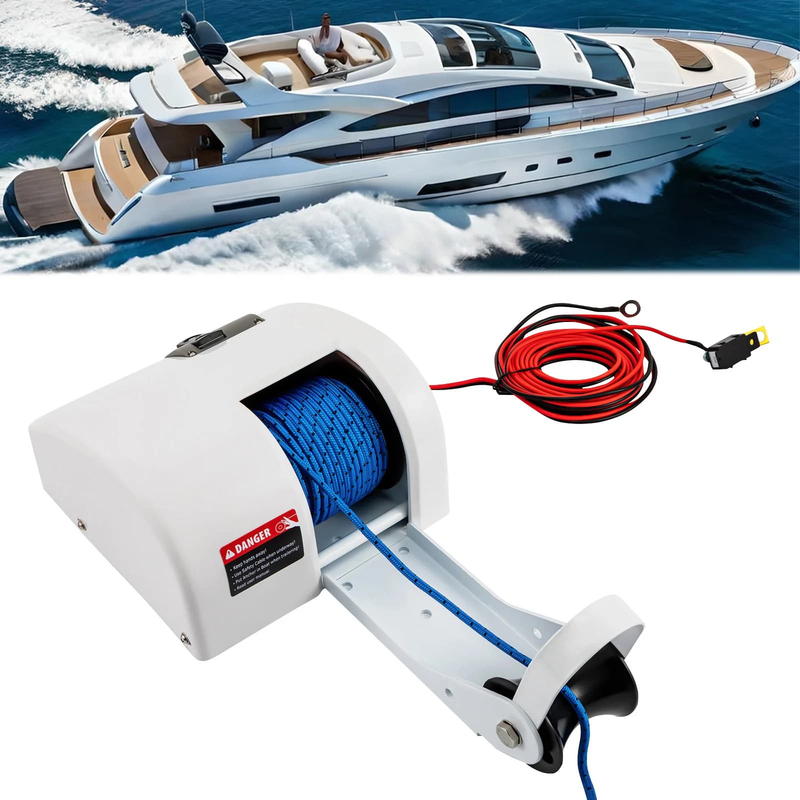 Verricello elettrico per ancoraggio a saldo marino per barche da 25 LBS 12V con telecomando wireless