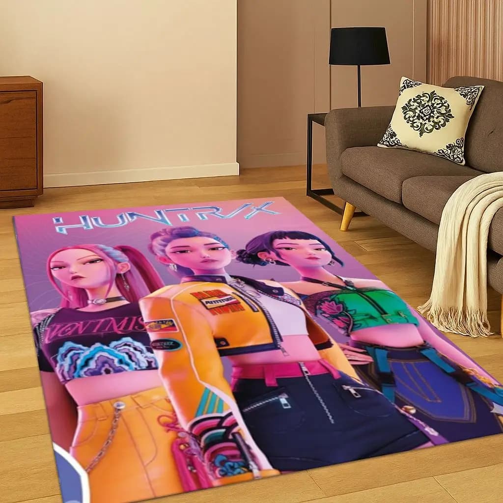 3D Demon Hunters Kpop Rumi Mira Zoey for Bedroom, Living Room, Sofa, Home Decoration, Non-slip Mat, Gift