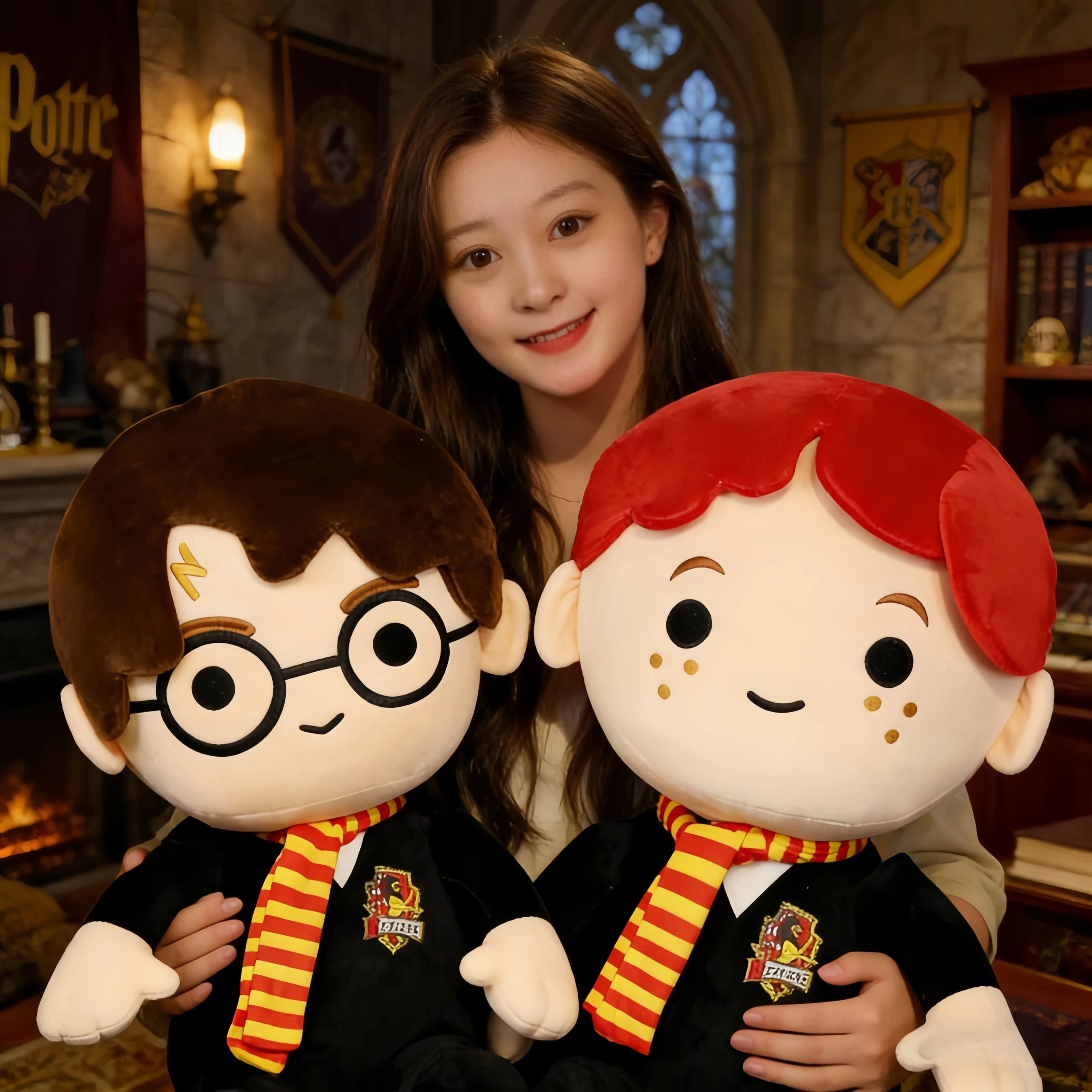 Peluche Harry Potter di Grandi Dimensioni, Ron Weasley di Gryffindor, Adorabili Bambole Imbottite di Harry Potter, Simpatiche Bambole Anime, Regalo per Ragazzi