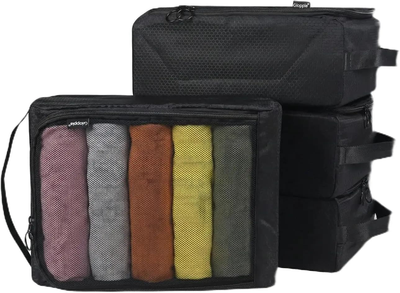 Set di 4 Cubi Organizzatori per Valigie - Set da Viaggio con Rete Trasparente e Cerniere SBS