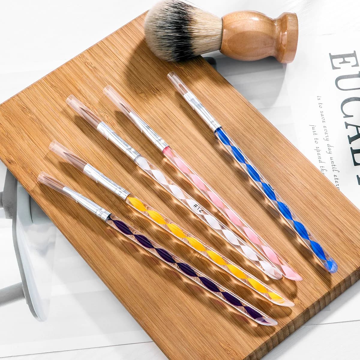5Pcs Nail Art Carving Pens Hair Acrylic Precision Brush Set Spade Cuticle Pusher Uv Gel Carving Liquid Powder Painting