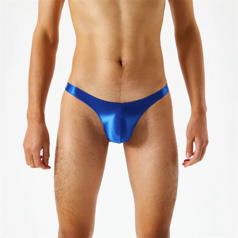 Homme Sexy Gay Sissy Mutandine Raso Glitter Setoso Mini Tangas Sospensorio Uomo Rigonfiamento Pouch T-Back Intimo Bikini Perizoma Lingerie
