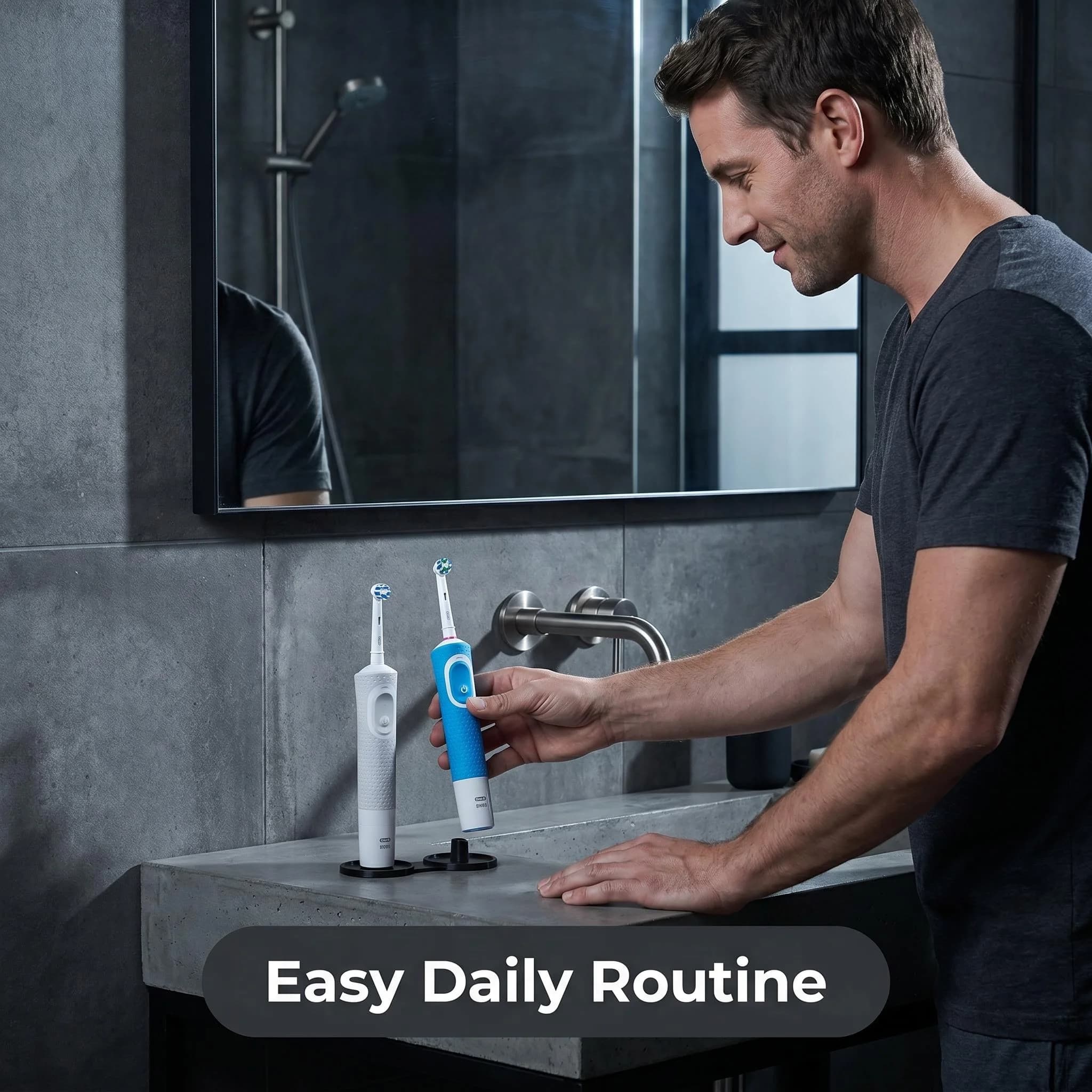 Double Electric Toothbrush Holder Stand, 2 Slots Organizer Compatible with Oral-B