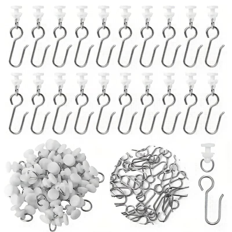 Track Hooks for Silent Curtains Small Curtain Hooks for Ceiling Curtains and Rollers for Plastic Track