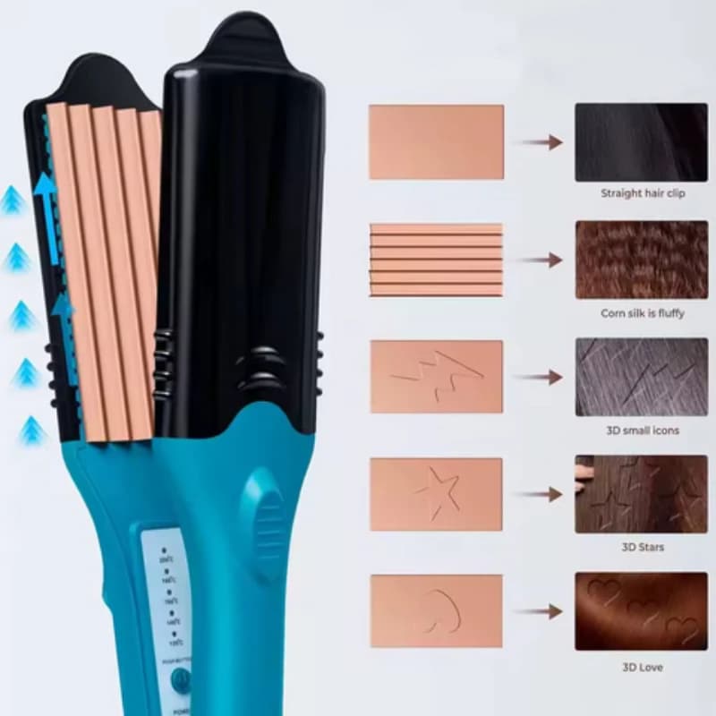 Nuovo Ferro per Capelli 3D alla Moda con Stampi a Stella e Cuore, Piastra Lisciante e Arricciacapelli con Piastre Termiche Intercambiabili