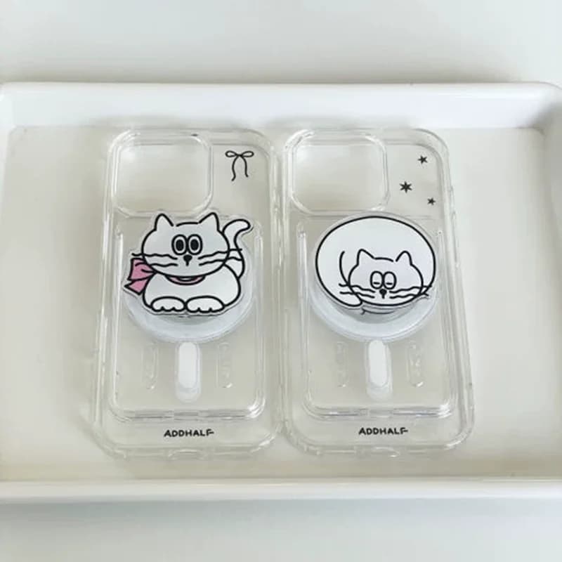 Cover Magnetica per iPhone con Gattino Kawaii per Ricarica Wireless Y2K - Compatibile con iPhone 17AIR, 16E, 11, 12, 13, 14, 15 Pro Max, MINI, Plus