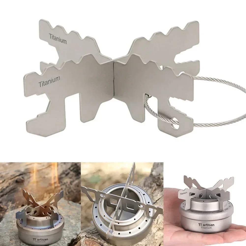 Outdoor Alcohol Stove Rack Ultralight Titanium Ring Cross Grill Outdoor Camping Lanyard Cross Support Base for Burning Picnic Brushes
