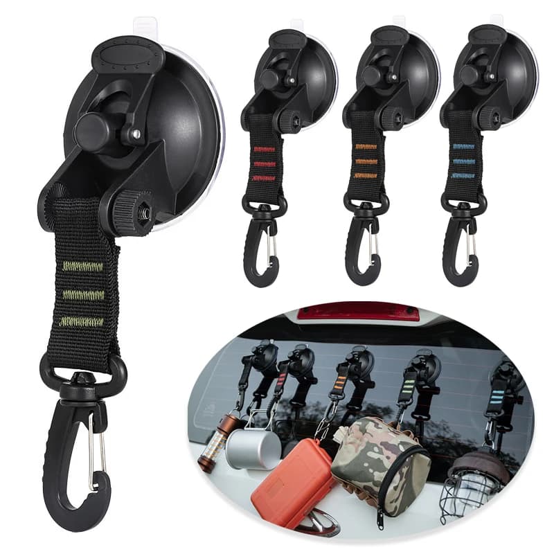 Fan hooks, strong vacuum suction hooks, curtain accessories with 360° swivel hook, for campers, exteriors, glass, windows.