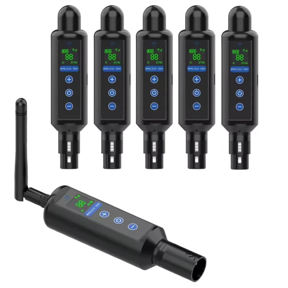 Nuovo 2026: Set 6 Pezzi con Ricevitore a Batteria Integrata e Trasmettitore Wireless DMX512 Super Potente, con Scatola di Imballaggio, per Controllo Luci Sceniche per Feste, KTV, Bar