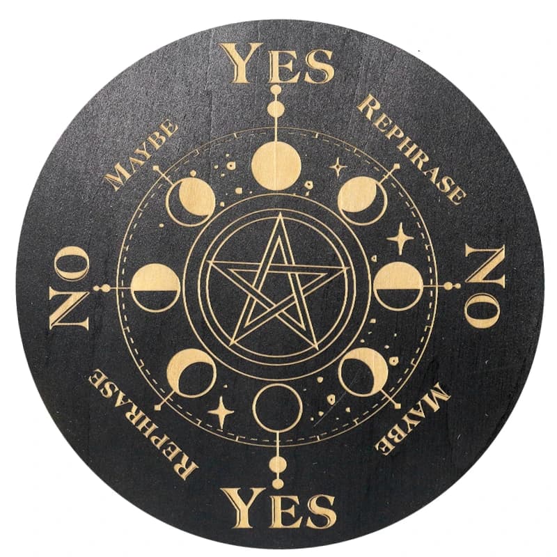 Accessori per espositori per gioielli con base per meditazione a pendolo con fasi lunari in legno nero rotondo da 15 cm per altare Wiccan