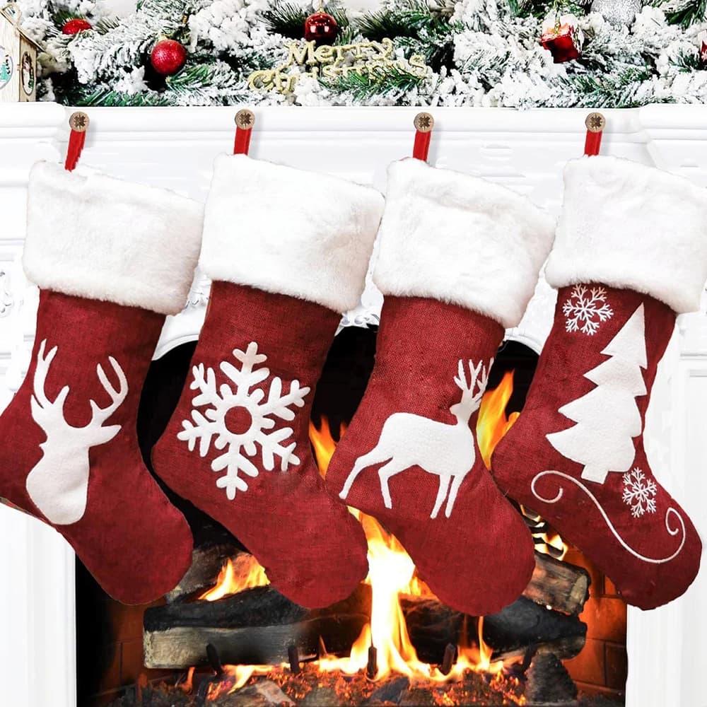 46Cm peluche grandi calzini di natale borsa calza di natale ornamento appeso Xmax confezione regalo calzino per bambini decorazione natalizia 2024