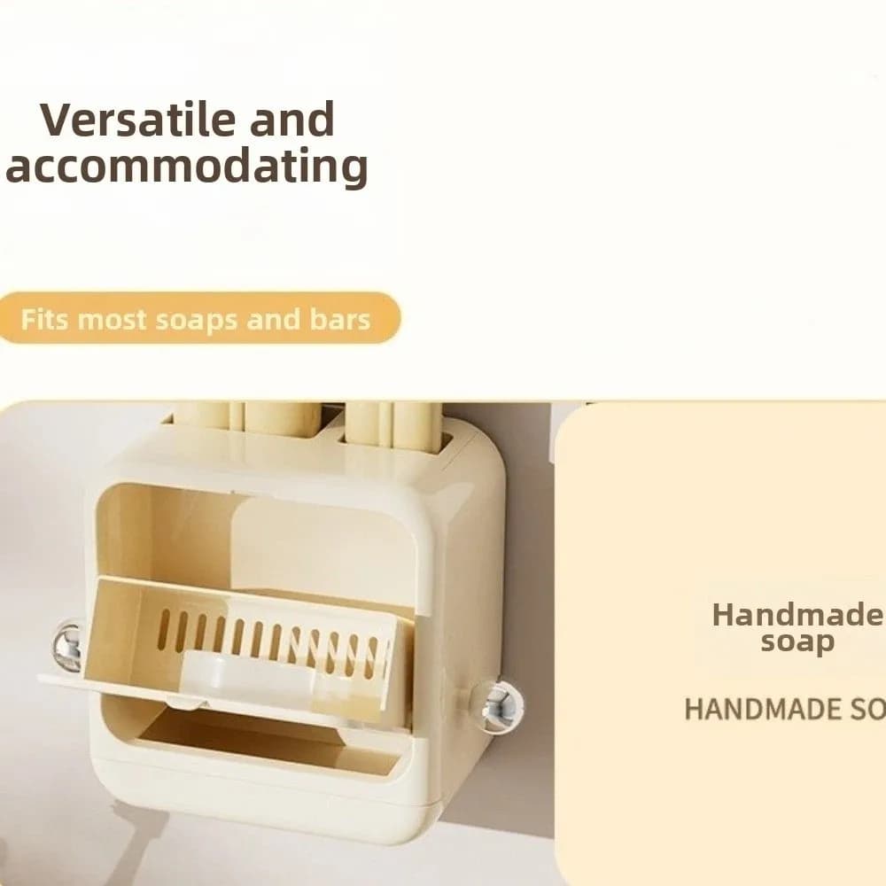 Set 3 in 1 Spazzole per Vestiti e Scarpe con Portasapone Ribaltabile Salvaspazio, Montaggio a Parete in Plastica per Lavanderia e Bagno