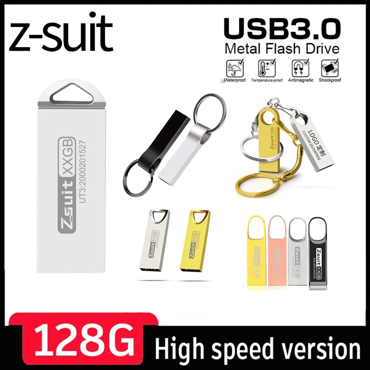 Chiavetta USB da 128GB in metallo da 128GB Memory Stick Flash ad alta velocità 128GB Pendrive Flash impermeabile Cle Flash Pen Drive 128GB U-DisK