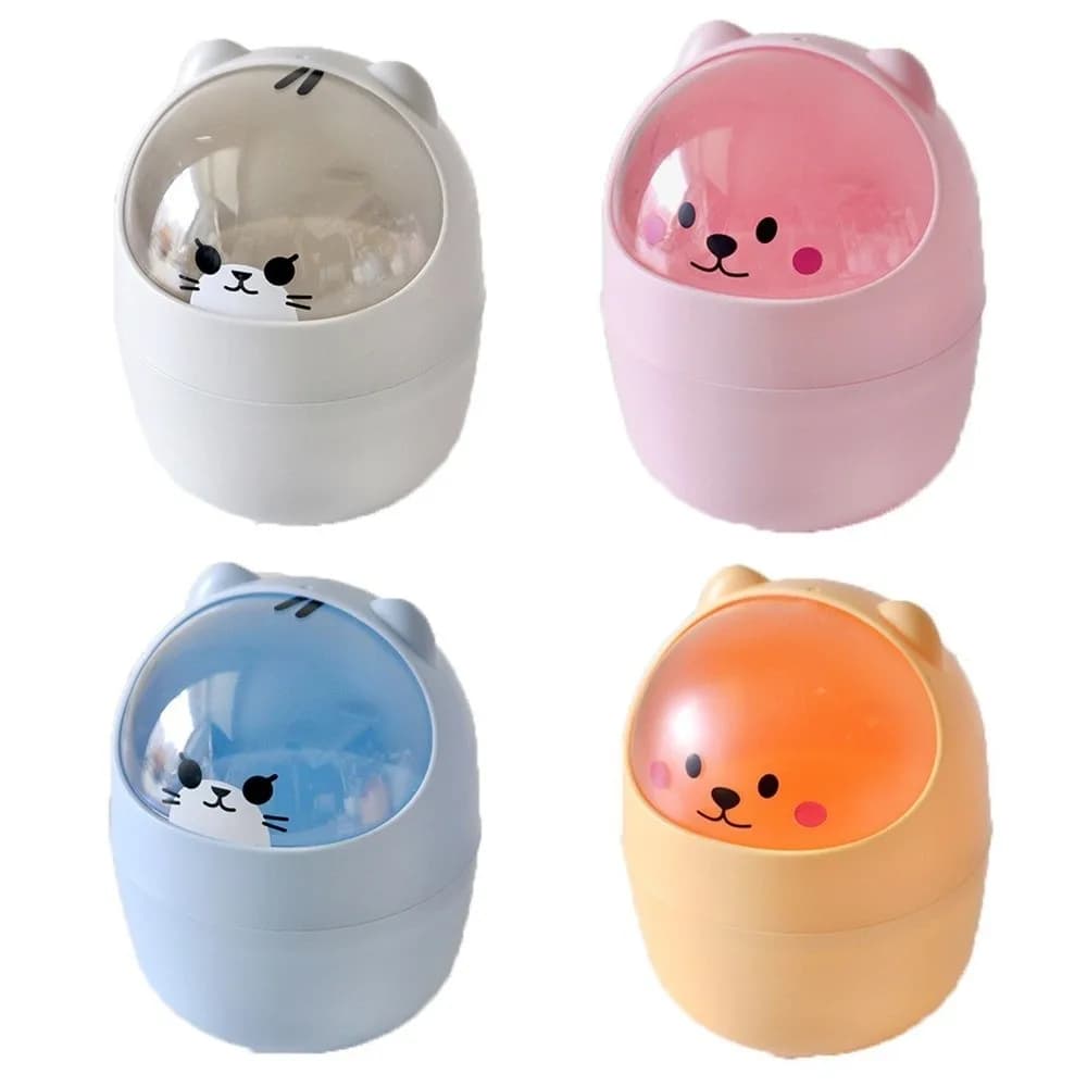 Flip Lid Desktop Trash Can Waterproof Mini Wastebasket with Lid Smudge-proof Colorful Small Garbage Can Renting an apartment