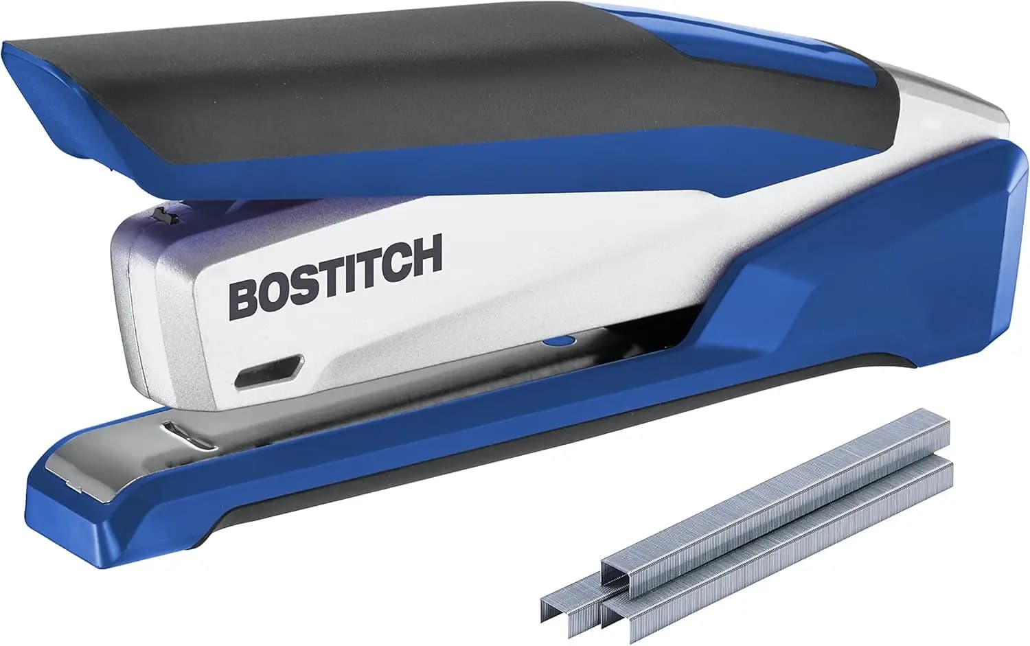 InPower Graffettatrice da Scrivania Premium a Molla - Utilizzo con un Dito, Senza Sforzo, Blu/Argento