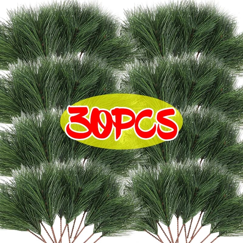 Rami di foglie di albero finte Ramo di aghi di pino verde artificiale per ghirlande natalizie fai da te Forniture per decorazioni natalizie per feste di Capodanno