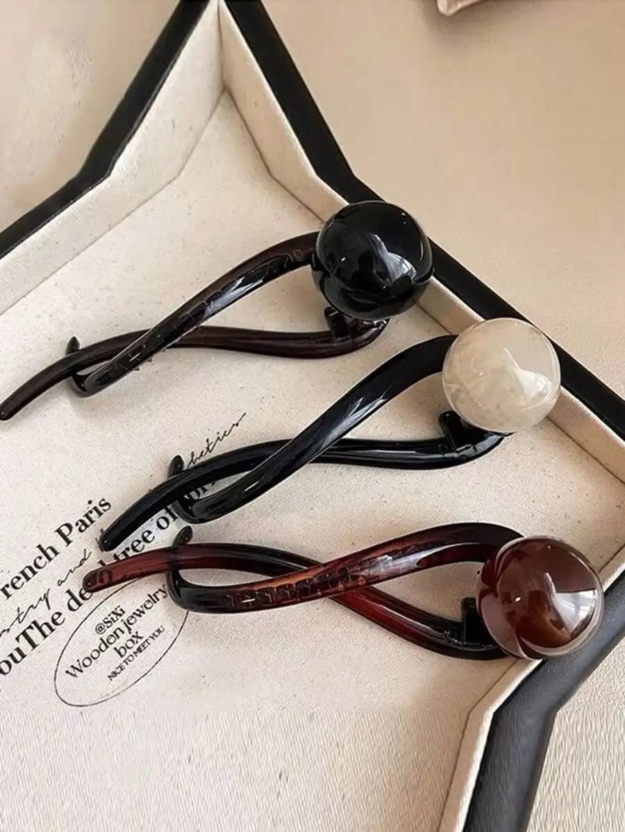 Fermaglio per capelli vintage con perle finte per donna, accessorio per capelli con fermaglio a pinza in acetato