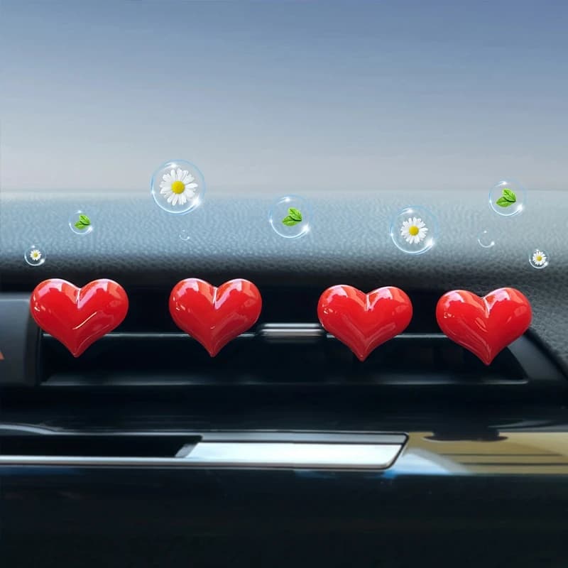 Decorative Clip for Car Intake Red Heart Perfume Perfume for Car Lovely Heart Deodorant for Car Clips for Decorative Perfume Interior Car