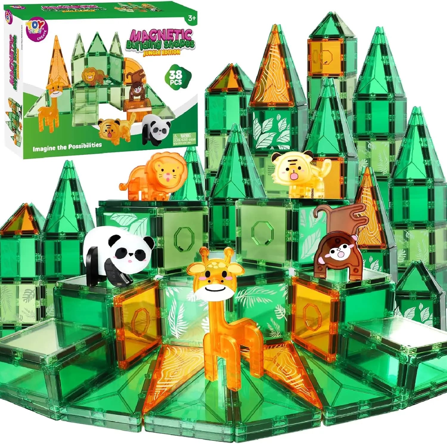38 Pezzi di Piastrelle Magnetiche a Forma di Animali, Giocattoli Educativi STEM per Bambini dai 4 agli 8 Anni, Regalo Perfetto per Natale e Compleanno