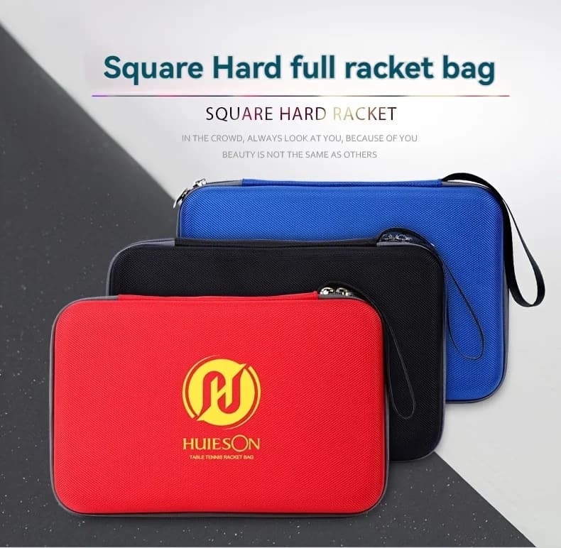 Huieson Square Table Tennis Racket Case Large Capacity Portable Table Tennis Bag Hard Racket Case