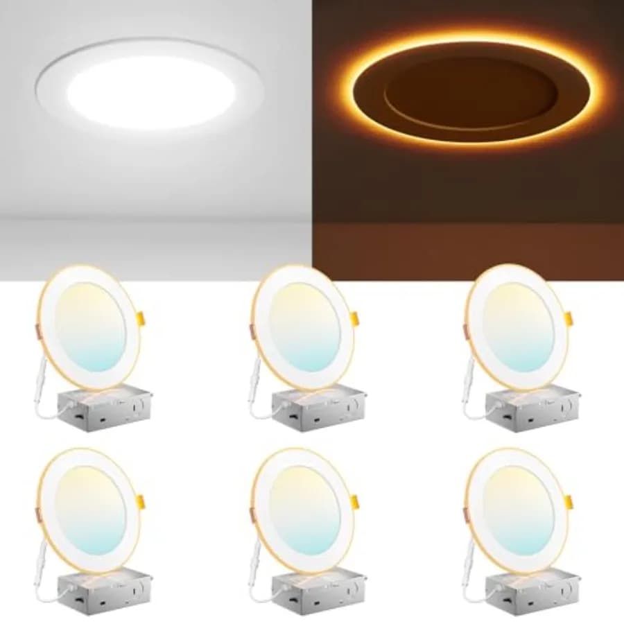 Pack 5CCT LED Recessed Ceiling Light with Night Light, 2700K/3000K/3500K/000K/5000K Selectable Ultra-Th Recessed Lightg, 12W=11
