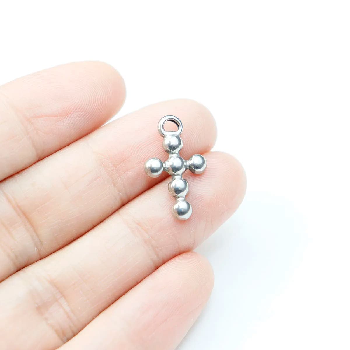 5pcs 12*19mm Cast Stainless Steel Cross Fashion Jewelry Accessory Charms DIY Handcraft PVD Vacuum Plate Waterproof Antiallergic
