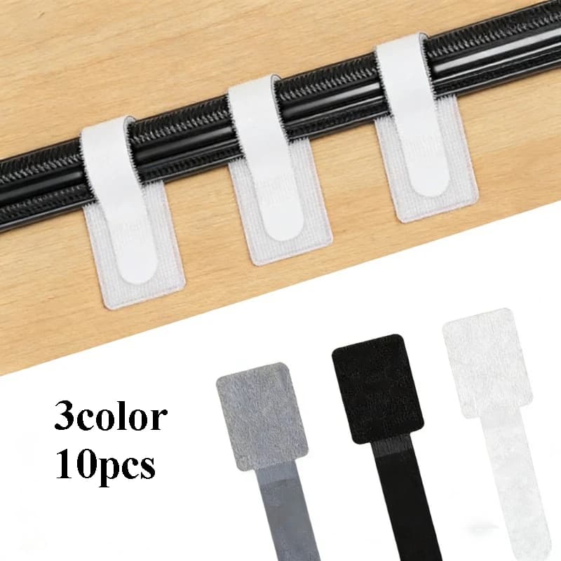 10 Pezzi Fascette Riutilizzabili in Velcro, Organizzatori Autoadesivi per Cavi, Supporto Regolabile per Cavi Elettrici, Gestore e Organizzatore da Scrivania