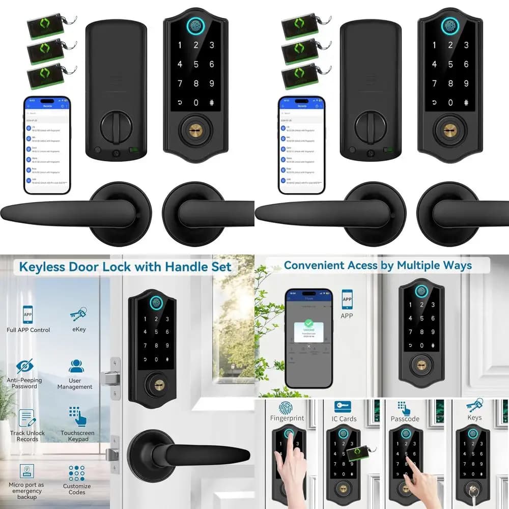 Serratura Intelligente Biometrica con Impronta Digitale, Accesso Senza Chiave, Tastierino Digitale, Chiusura Automatica, Installazione Semplice, Nera