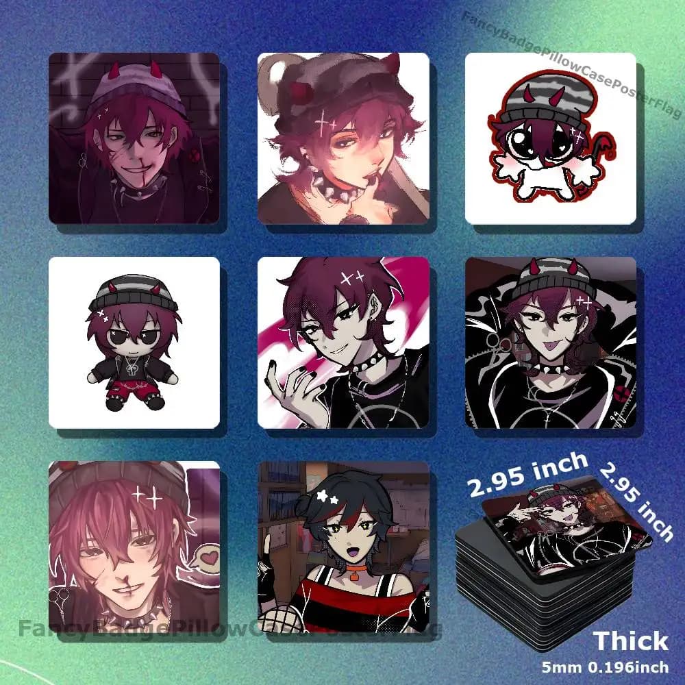 R-Ronin K-Killer Chat Acrylic Refrigerator Magnets Square Tiles with Magnetic Sheets for Home Decoration