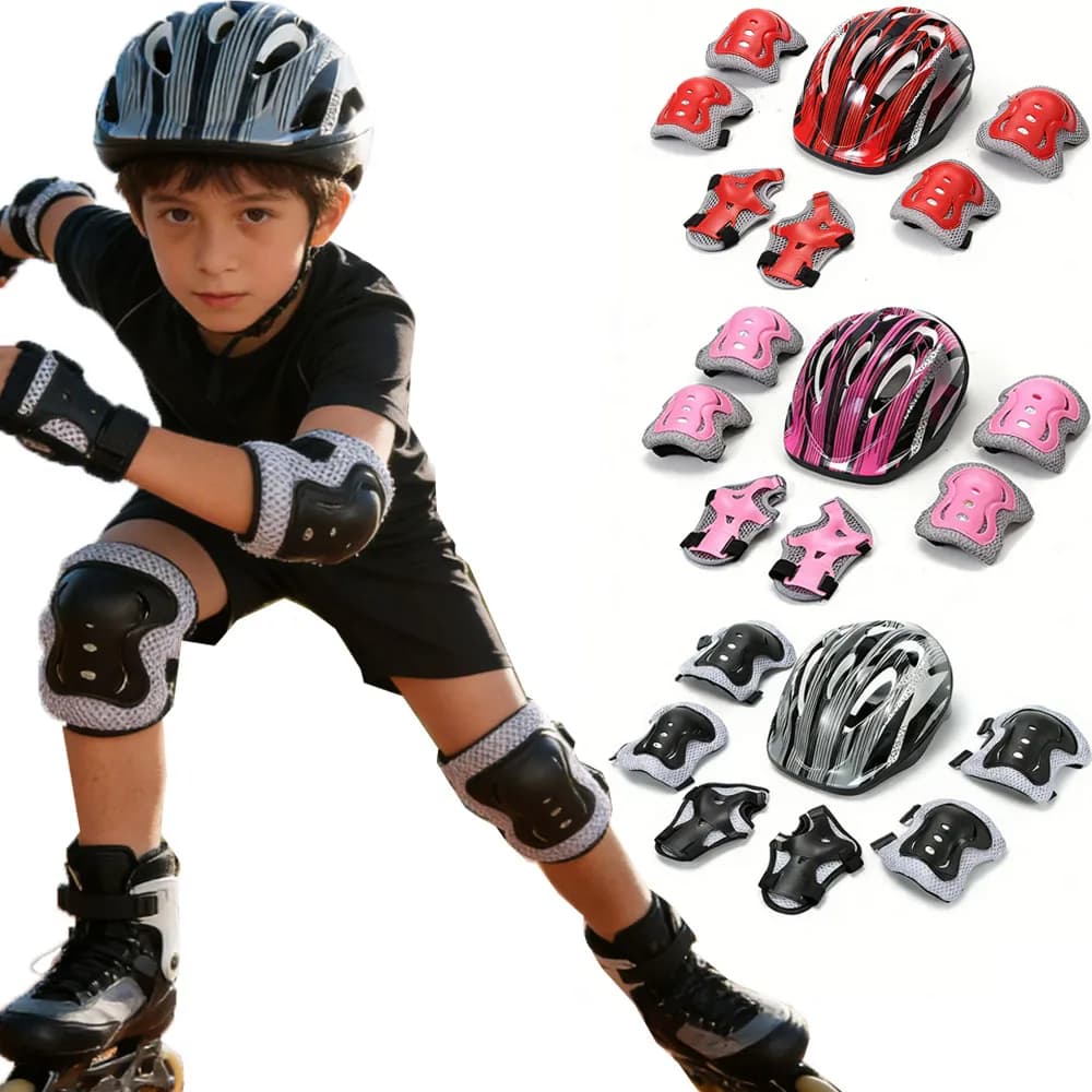 Bike Sports Protective Equipment Set Safety Skating Helmet Bearing Set for Kids Adjustable 48-55 cm for Skateboard/Bicycle/Paning/Cycling