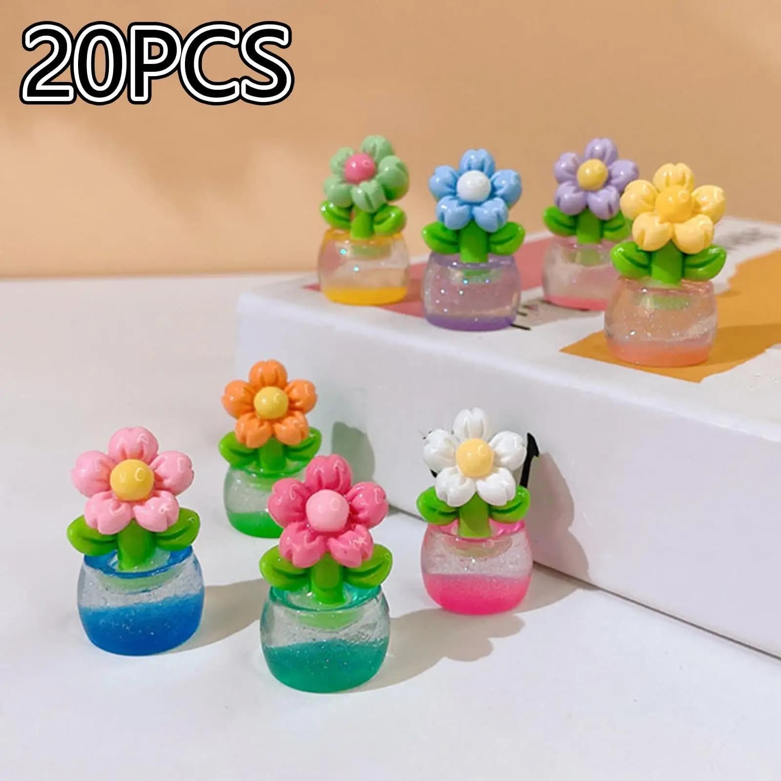 20x figurine luminose paesaggio mini piante in vaso sculture fai da te bagliore nel