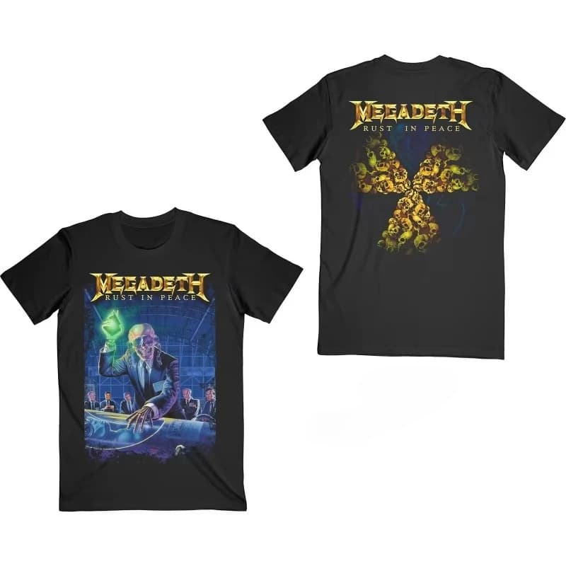 Camicia da uomo in cotone 100% Megadeth Rock Band Y2k heavy metal Magliette grafiche stile hiphop moda popolare maglietta hawaiana da strada