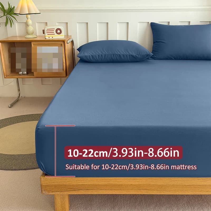 High Quality Fabric Fitted Sheet With Elastic Band Solid Color Mattress Sheet for King Queen Bed 150x200 180x200 200x220cm 1PC