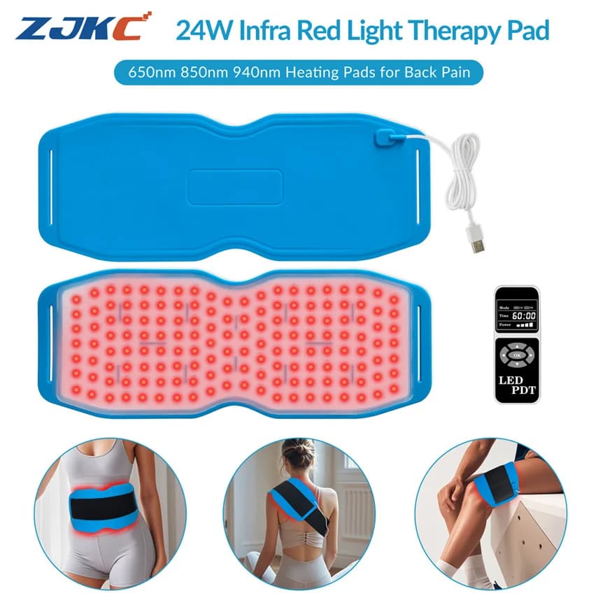 660nm 850nm 940nm Tappetino riscaldante per spalle e braccia Trattamento fototerapia a luce infrarossa rossa per alleviare il dolore Body Wrap 24W