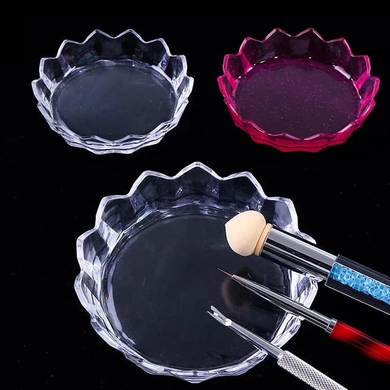 Nail Brush Holder Organizer Holder Cleaner Container Storage Box Tray Plates Glitter Display Tools for nail art