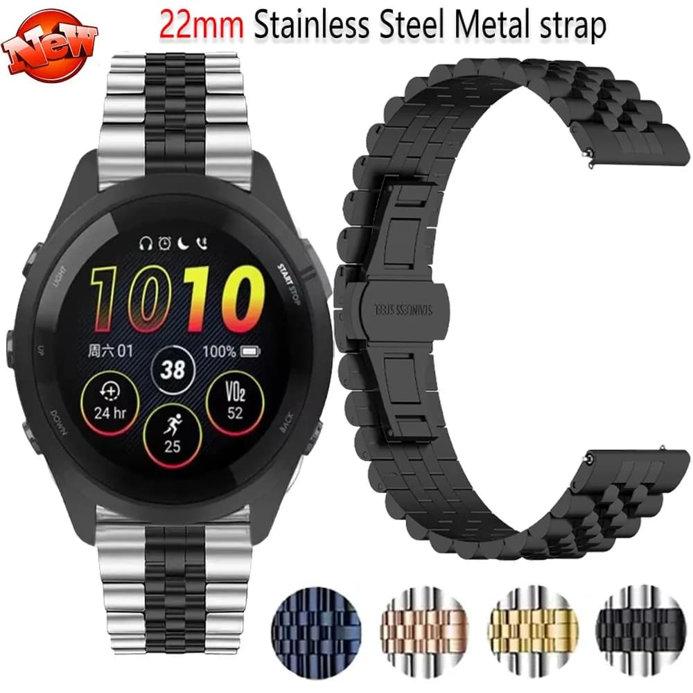 Cinturino in acciaio inossidabile da 22 mm per Garmin Forerunner 970 265 255 965 955 745 Bracciale in metallo Correa per Garmin Vivoactive 4/Venu 3 2